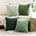 thumbnail image 2 of Ziyou kuaile Summer Boho Farmhouse Sage Green Throw Pillow Covers 18x18 Inch Set of 4 Mordern Nordic Cushion Covers Soft Corduroy Home Decor for Couch Bed Sofa Living Room Forest Green, 2 of 7