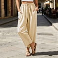 thumbnail image 2 of Htrmlpk Women Plus Size Wide-Leg Pants Elastic Waist Summer Athletic Workout Trousers Drawstring Full Length Active Pants with Pocket, 2 of 7