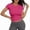 Hot Pink, variant on LIUJUNSHOP Seamless Crop Workout Tops for Women - Athletic Running Gym Yoga Short Sleeve Shirts Basic