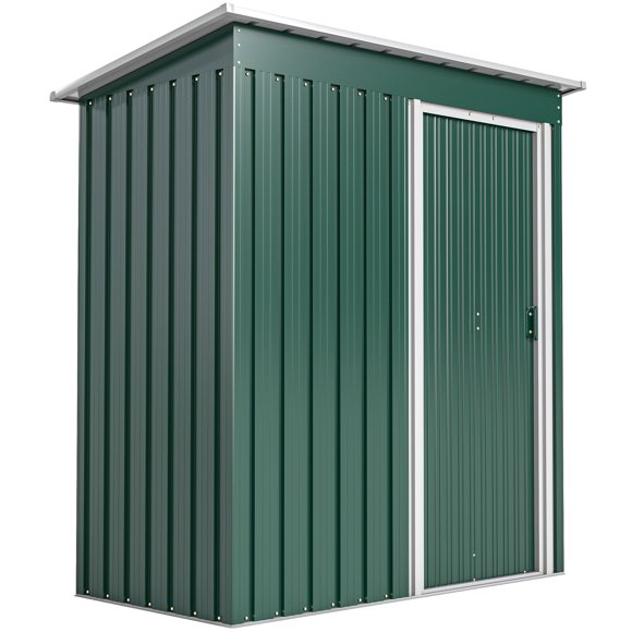 Outsunny 5 x 3 FT Garden Storage Shed Sliding Door Sloped Roof Green