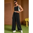 thumbnail image 6 of DARING DIVA Women's Yoga Set Camisole and Wide Leg Pants L Black, 6 of 7