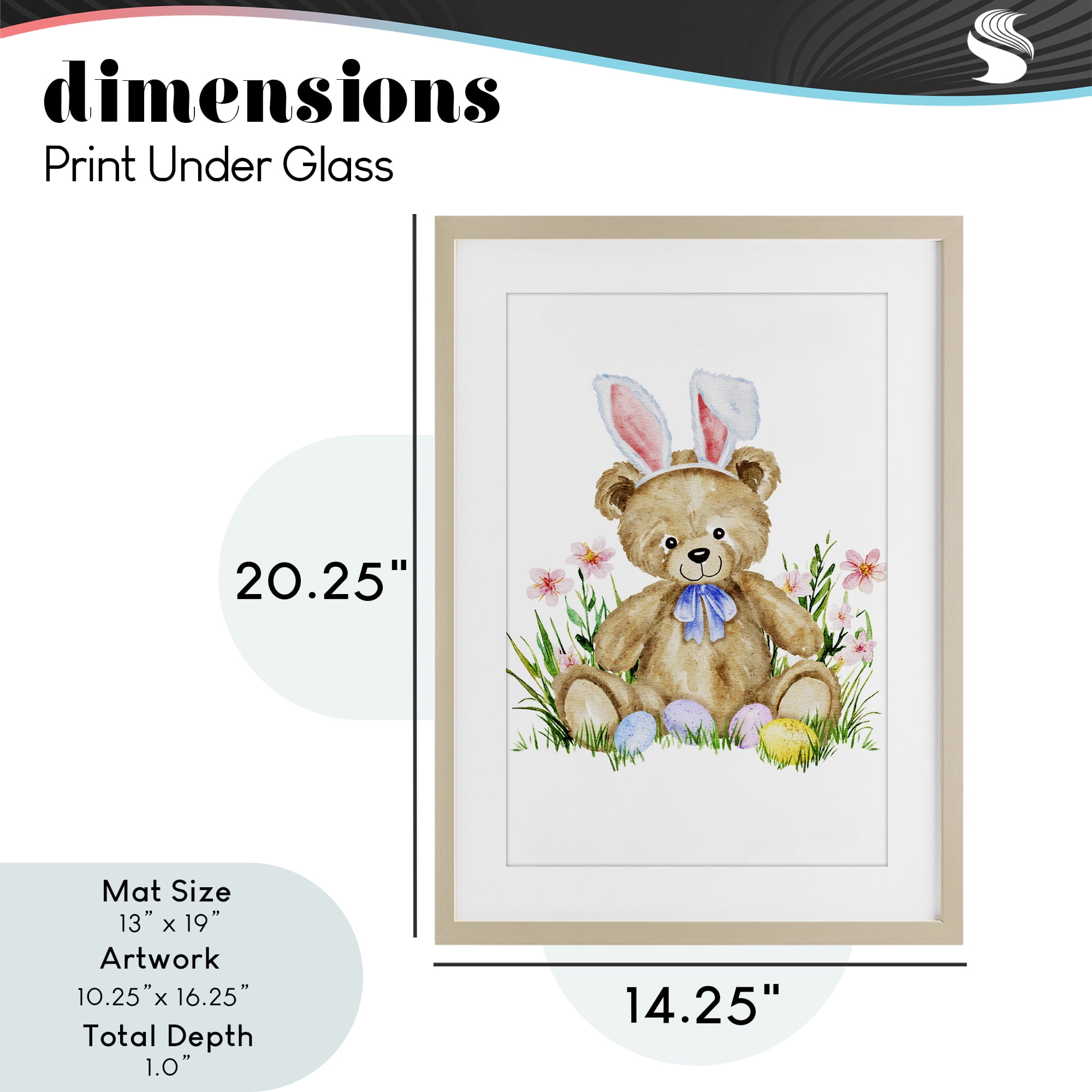 Springy Easter Teddy Bear Birch Framed Print Under Glass, design by Amy Hall