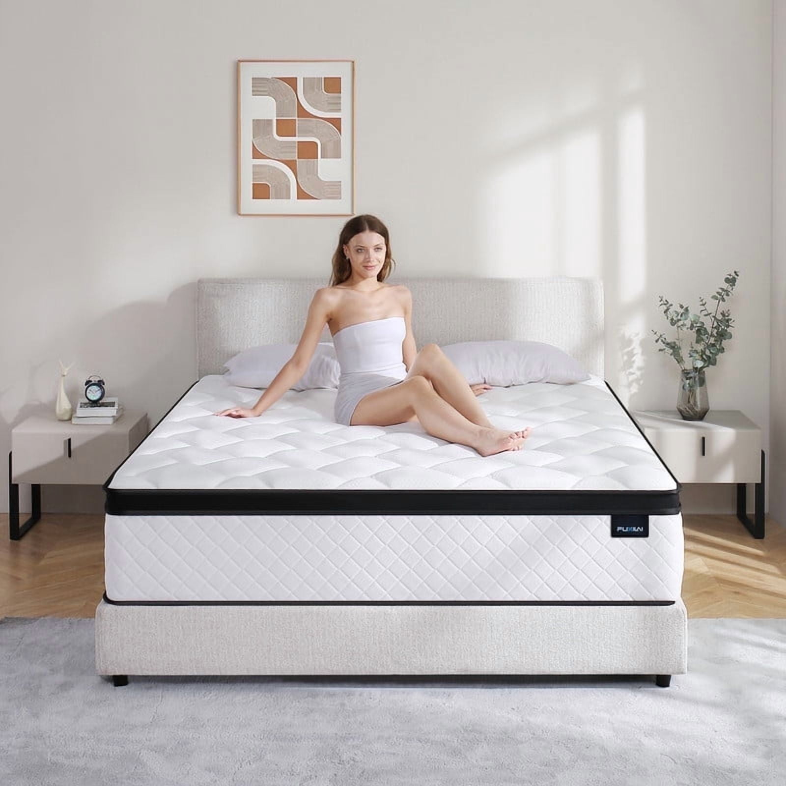Fuxilai Twin Size Mattress, 10 Inch Hybrid Memory Foam Twin Mattress in a Box, Pressure Relief, Medium Firm, CertiPUR-US