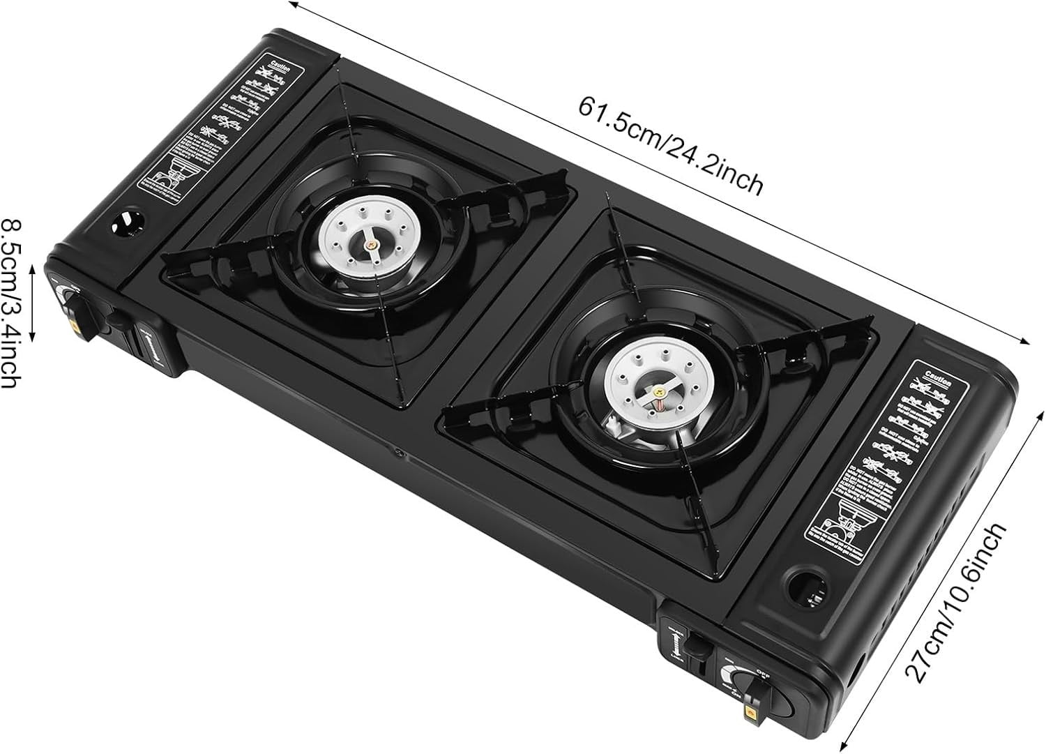 2 Burners Camping Stove, 2500W, Camping Stove with Baking Tray&Portable Case for Hiking, BBQ, Picnic
