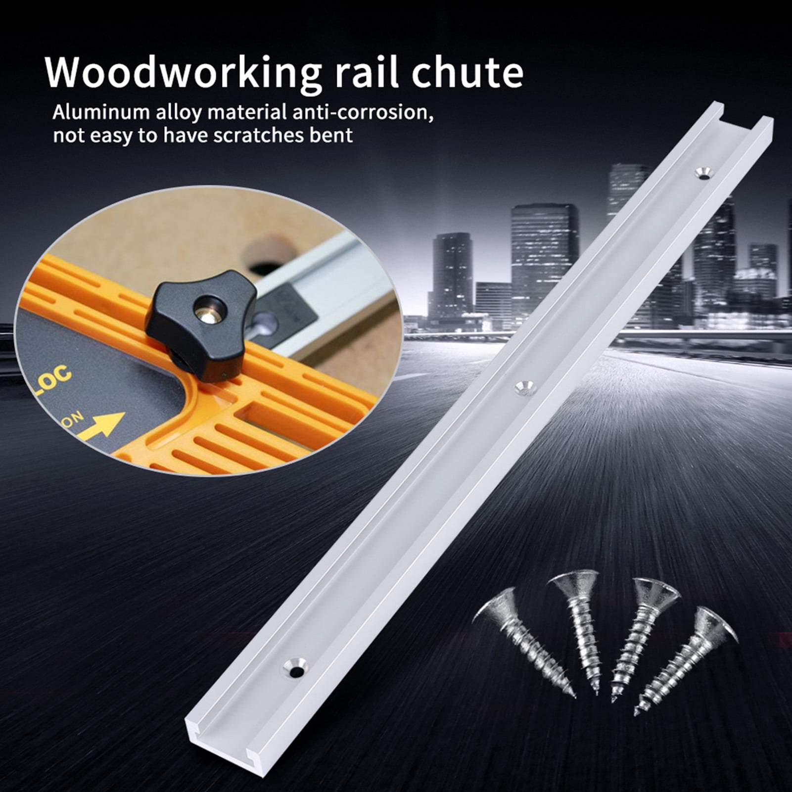 Aluminum T-Slot Track - 15.74 Inch Length With 4 Self-Tapping Screws For Woodworking Jigs & Fixtures