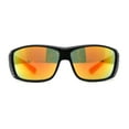 thumbnail image 2 of Xloop Mens Wrap Around Biker Style Plastic Sport Sunglasses Black Red Orange Mirror, 2 of 4