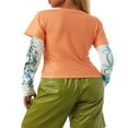 thumbnail image 2 of Women Patchwork T-shirt Long Sleeve  Neck Crop Tops, 2 of 4