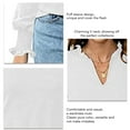 thumbnail image 4 of Blusa con volantes, manga abullonada, cuello en V, manga larga, color puro, tops de moda para mujer, 4 of 5
