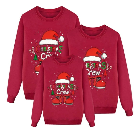 Zylarhe Matching Christmas Sweatshirts for Family Holiday Xmas Pullover Tops Adults Womens Men Kids Boys Girls Couples XL Red