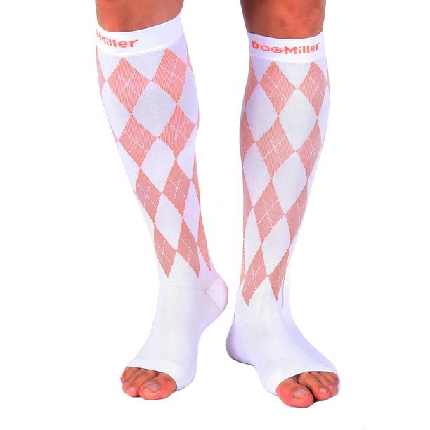 Doc Miller Premium Open Toe Compression Socks 1 Pair 2030mmHg Knee