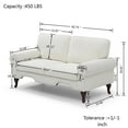 thumbnail image 7 of 66-Inch Modern Linen Loveseat Sofa with Wooden Legs & Crystal Button and Copper Nail, Tufted Backrest, Perfect for Living Room, Bedroom, or Office (Beige), 7 of 7