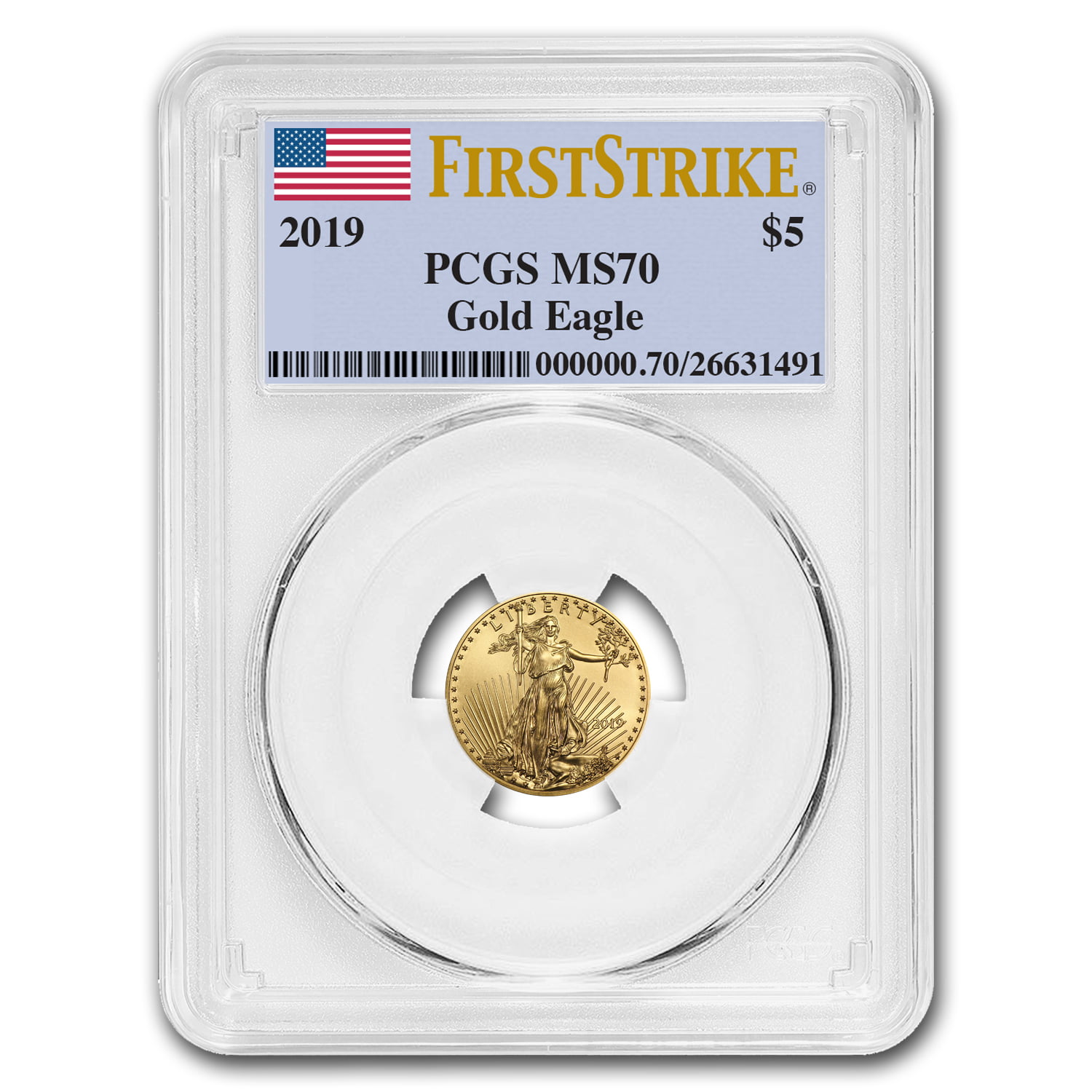2019 $5 American Gold Eagle 1/10 oz NGC MS70 ALS FDI Label