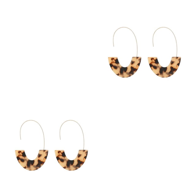 Sonducket 1 par de pendientes en forma de U con estampado de leopardo acrílico para chicas adolescentes, color blanco tortuga ligera 2piezas