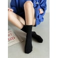 thumbnail image 4 of Womens Crew Socks Size 5-9 Casual Athletic Gym LightWeight Thin Cotton Socks 5 Pairs White/Black, 4 of 7