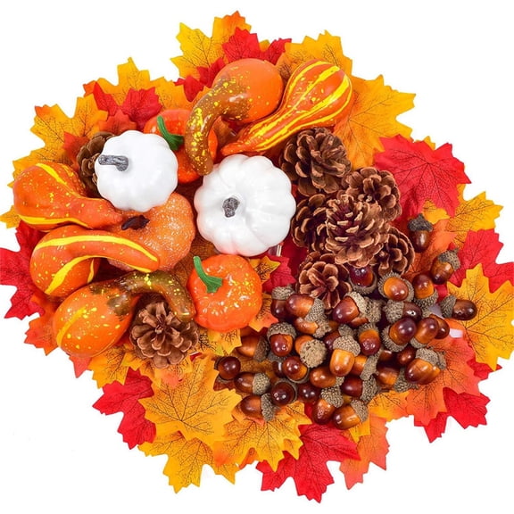 Halloween Artificial Pumpkin Decor, 50Pcs Pumpkin and Gourd Set for Fall Thanksgiving Decorations, Home Party Tabletop Display and Seasonal Decoration Setup