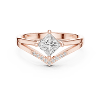 Zuwelria Certified Moissanite Diamond Rings | 0.62 CTW Beautiful Princess Cut Diamond Engagement Rings | Multi Stone Promise Rings | 18K Rose Gold Plated Silver Ring Size 8