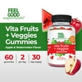 thumbnail image 3 of FeelGood Superfoods Vita Fruits and Veggies Supplements, Multivitamin Fruit and Vegetable Gummies, 25 Fruits and Vegetables, Watermelon and Apple Flavors, Vegan, Non-GMO, 60 Count, 3 of 7
