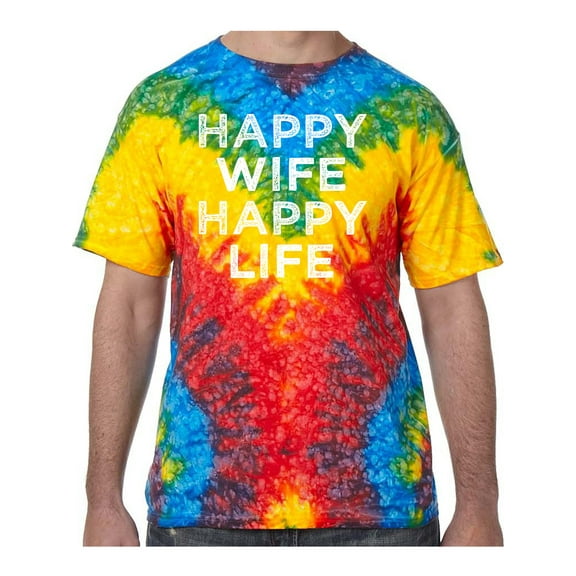 Happy Wife Happy Life Tie Dye Tee Shirt - Woodstock, 2XL