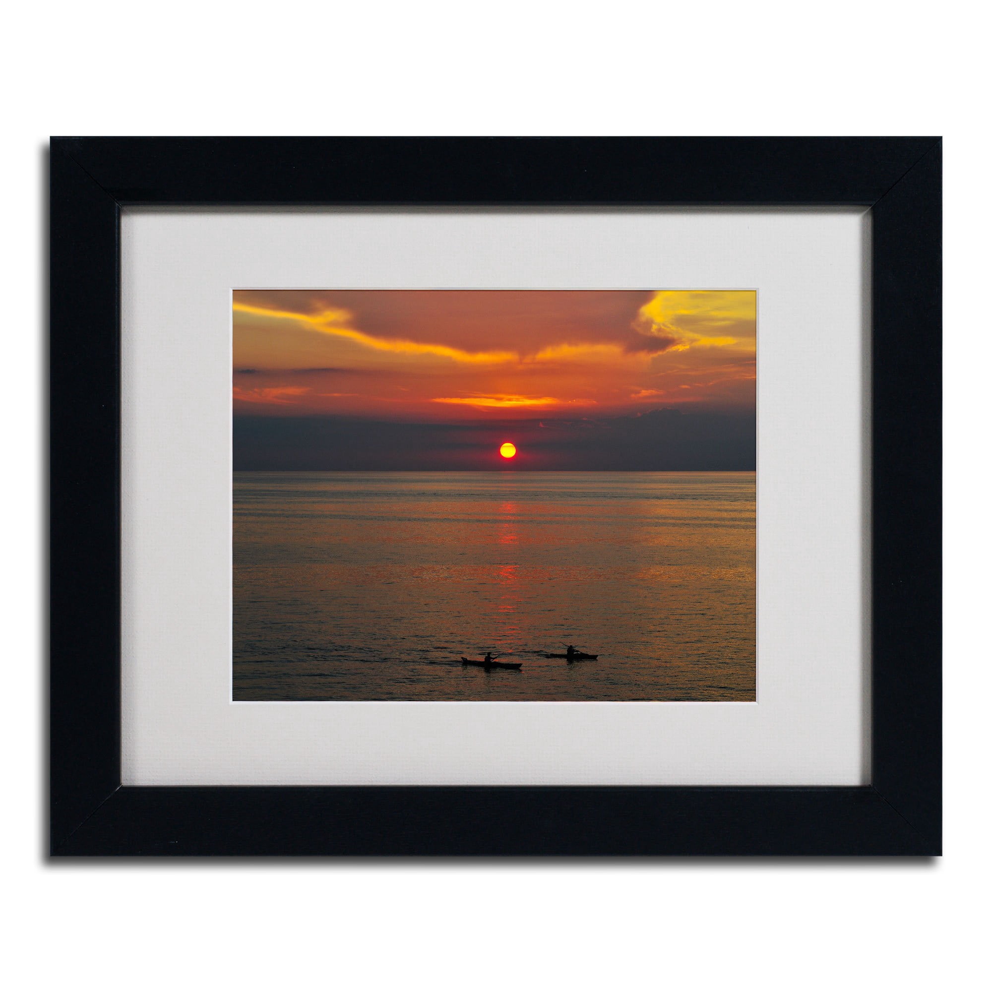 Trademark Fine Art "Sunset Paddle" Canvas Art by Kurt Shaffer, Black Frame