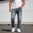 thumbnail image 2 of 2026 New Men's Light Wash Distressed Straight Leg Stretch Jeans: Durable Flex Denim | Standard Sizing (30-40), 2 of 6