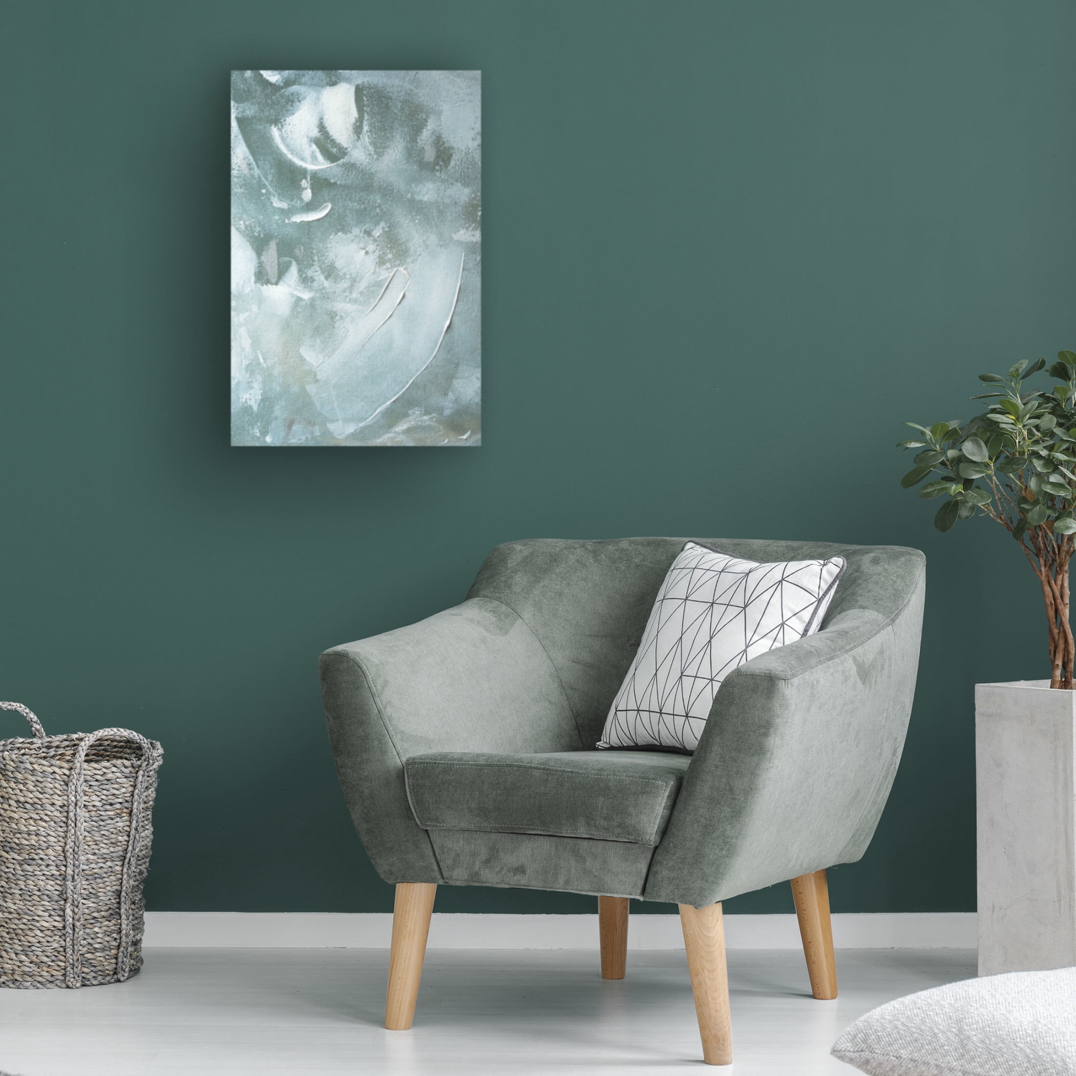 Trademark Fine Art uplusmestudio Green and White Acrylic No 4 Canvas Wall Art