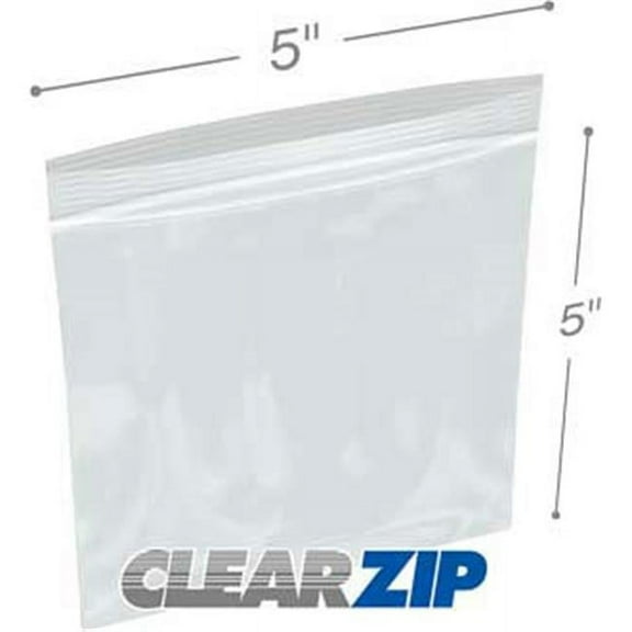 International Plastics CZ20505 5 x 5 in. ClearZip Lock Bags, 0.002 Gauge - Case of 1000