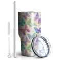 thumbnail image 2 of Butterfly Tumbler with Lid and Straw- Butterfly Gifts for Women - Purple Butterflies Cup, Skinny Tumbler, Water Bottle, Coffee Mug - Metal Thermal Insulated Tumblers 30 Oz - Butterfly Decor, Stuff, 2 of 7