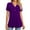 Purple, variant on Otvok Short Sleeve T-Shirts for Women's Casual Solid V Neck Button Tunic Basic Summer Tops Shirt
