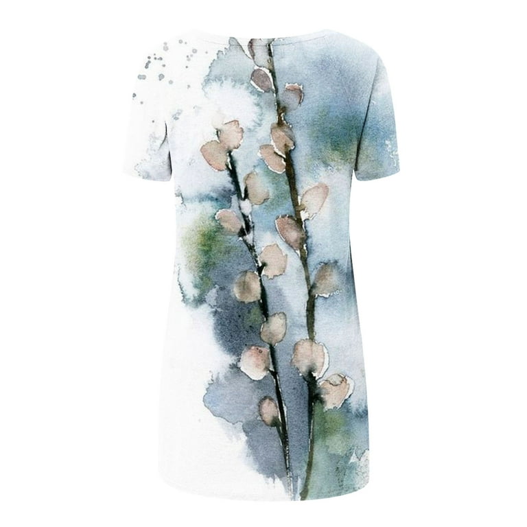 Auroural Clearance under $10.00 Black And Friday Deals Clearance Womens  Clothes Clearance Women's Fashion Casual V-Neck Flower Loose Painting Short