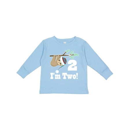 

Inktastic 2nd Birthday Sloth 2 Year Old Gift Toddler Boy or Toddler Girl Long Sleeve T-Shirt