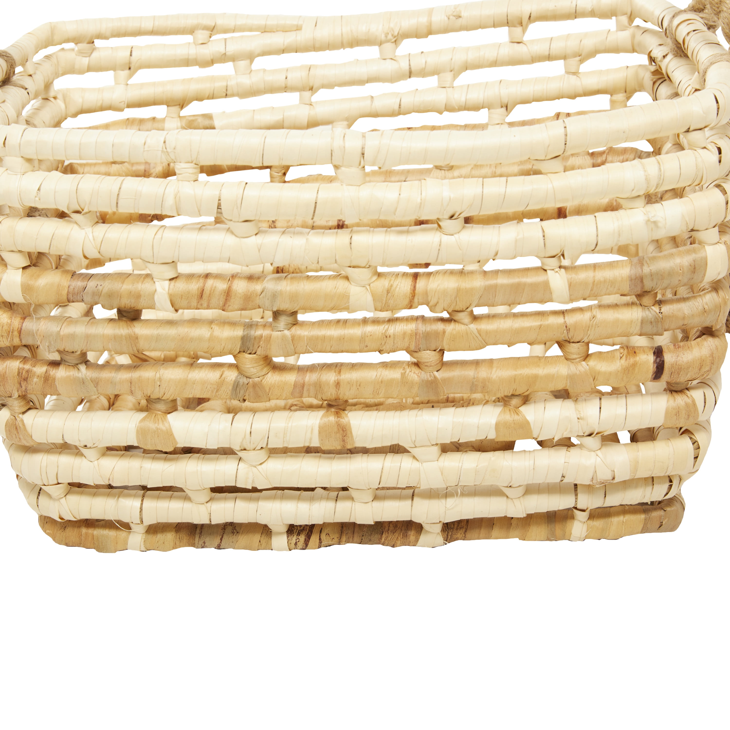 DecMode 16"W, 14"H Sea Grass Contemporary Storage Basket, Brown, 3-Piece