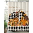 thumbnail image 2 of Fall Shower Curtain Pumpkin Maple Leaves Shower Curtains for Bathroom Thanksgiving Decor, Waterproof Polyester Shower Curtain Set with Hooks, Stall Long Size 54"x78" Mushroom Black Plaid, 2 of 6