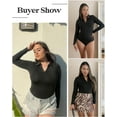 thumbnail image 4 of Vaslanda Women V Neck T Shirts Long Sleeve Bodysuit Tops Casual Collared Leotard, 4 of 6