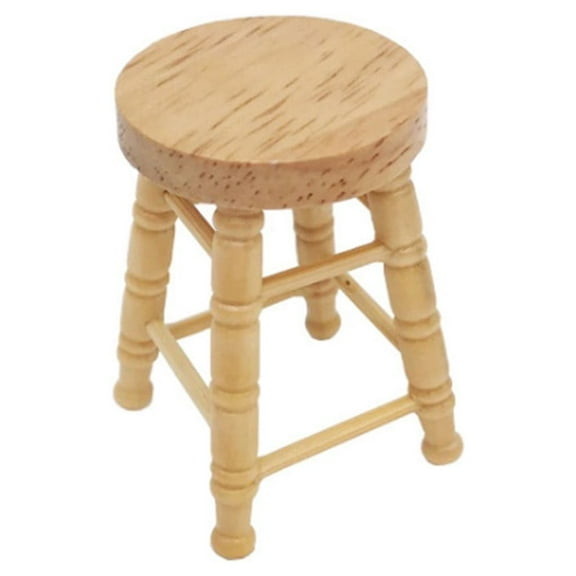 Eoozwa 1:12 Scale Miniature Wooden High Stool Dollhouse Furniture for Living Room Decor Realistic Tiny Accessory for Doll Display Collection