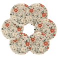 thumbnail image 7 of Yayeee 6 PCS Drink Coasters with Holder Set Woven Absorbent Round Tabletop Hot Pad, Red and White Floral Pattern, 7 of 7