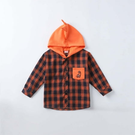 

SDJMa Baby Boys Pj Set Toddler Baby Boys Clothes Cartoon Multicolour Hooded Button Long-sleeved Shirt