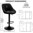 thumbnail image 2 of Bar Stool Set of 2, Adjustable Velvet Swive Barstools with Padded Back and Metal Footrest, Counter Height Barstools for Kitchen, Home, Bar, Dining Room and Restaurant, Black, 2 of 9