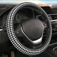 thumbnail image 4 of Uemuo Black White Plaid Printed Car Elastic Steering Wheel Cover - Universal Car Accessory for Diverse Cars Anti-Slip, and Comfortable- 15", 4 of 8