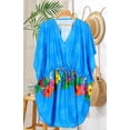 thumbnail image 5 of HAPPY BAY Women's Loungewear Oversize Caftan Mini Casual Sundress 2X-3X Tropical, Blue, 5 of 5
