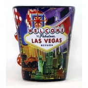 Las Vegas Nevada Dice Collage Black Shot Glass