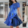thumbnail image 2 of Blue Flowers Women's Classic Swing Skater Dress Casual Work Party Cocktail Dresses, 2 of 6