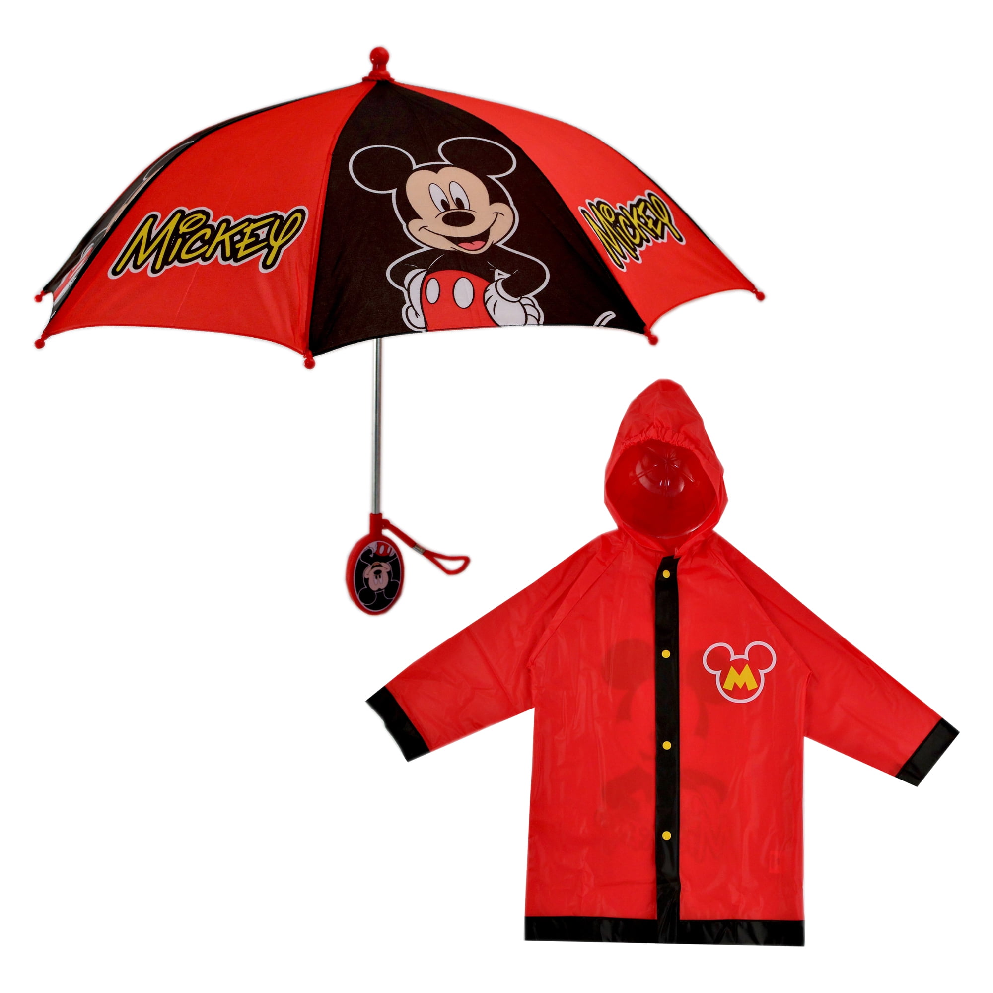 DC Comics Boys Mickey Mouse Slicker and Umbrella Rainwear Set 