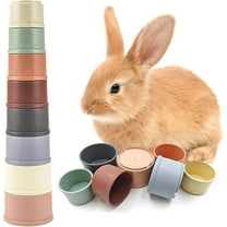 8 Pcs Stacking Cups for Small Animal Toys,Nesting Rabbit Toys of Different Sizes,Safe Plastic Colorful Nesting Toys for Bunny Guinea Pig Hiding Food and Playing