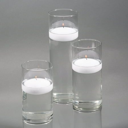 Richland Floating Candles & Eastland Cylinder Holders White Set of (Best Orange Blossom Candle)