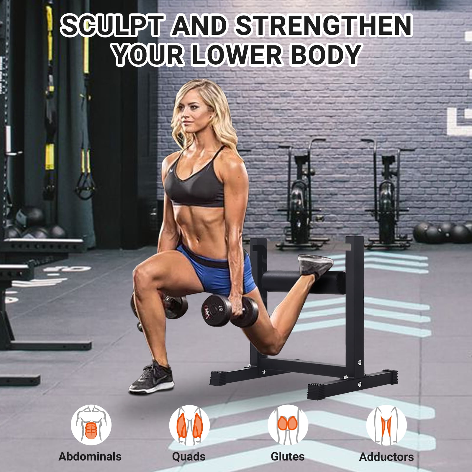 QinaQin Bulgarian Split Squat Stand, 7 Level Adjustable Single Leg Squat Rack with Wheels, 350 Lb Capacity for Home Gym