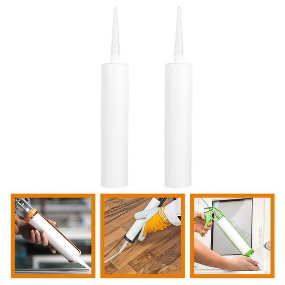 UNOMOR 2Pack Empty Caulk Tubes White Plastic Reusable for General Users