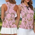 thumbnail image 4 of HUIACONG Hunting Camo Golf Shirts for Women Sleeveless Matching Golf Outfits for Couples Racerback 1/4 Zip Quick Dry Wrinkle Free Loose Fit Tops for Gym Yoga Running Sports Activities Pink Woman L, 4 of 7