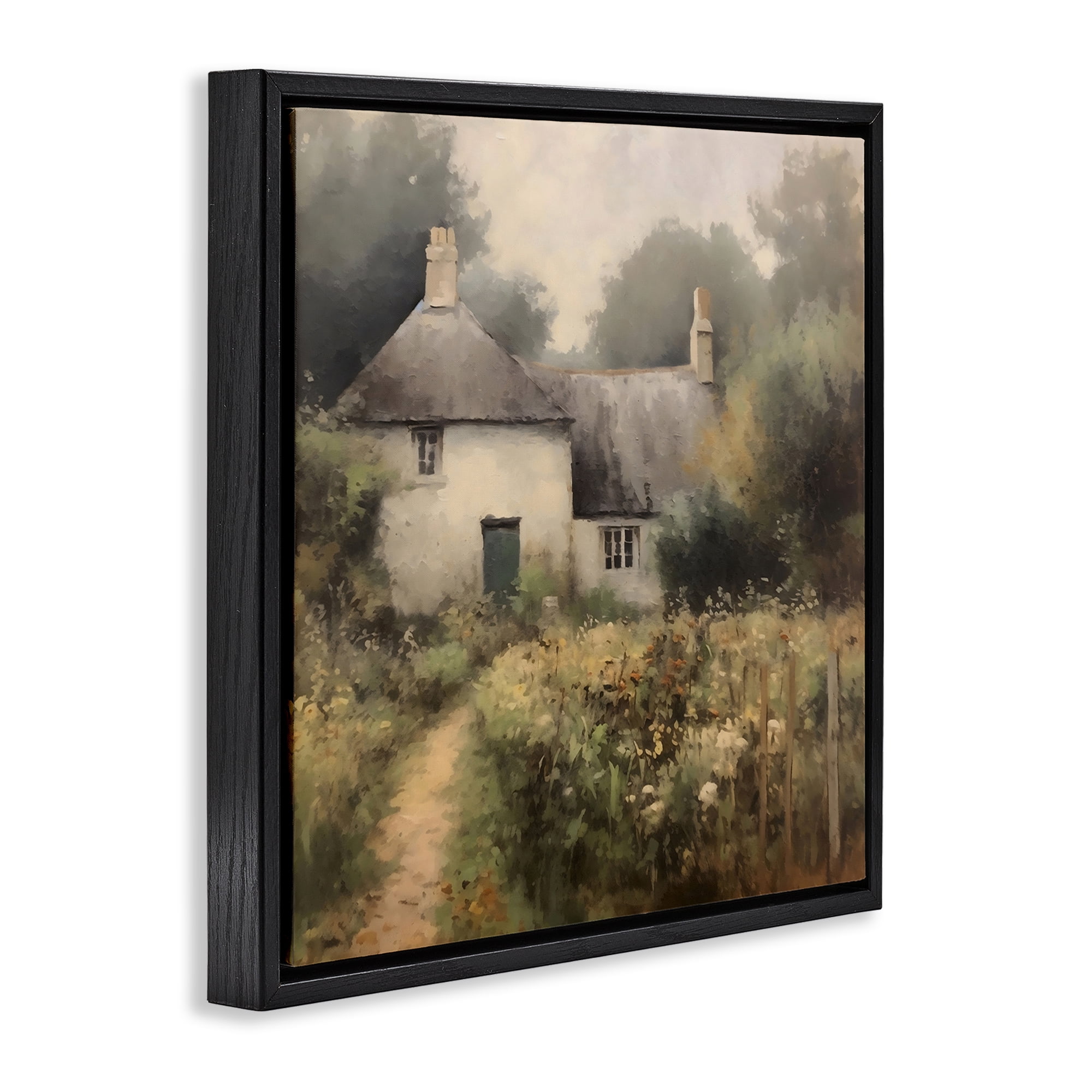 Stupell Industries Cottage Comfort in Summer Garden Black Framed Floater Canvas Wall Art, design by Creative Studio