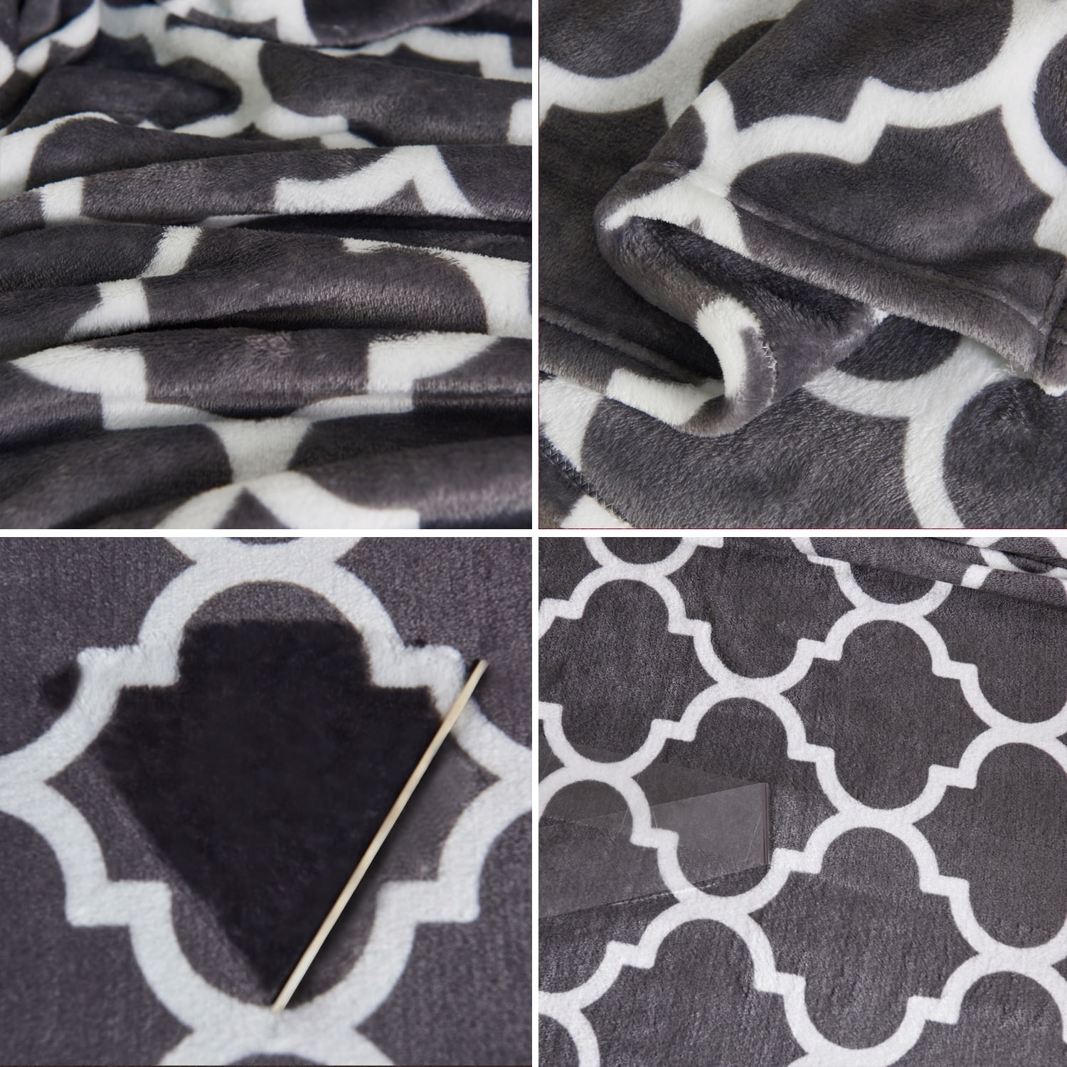 JML Gray, White, Multi-color Printed Polyester Reversible Bed Blanket Queen