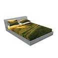 thumbnail image 2 of Ambesonne Nature Fitted Sheet & Pillow Sham Set, Barley Woods Sunset, Full, Green Yellow, 2 of 2